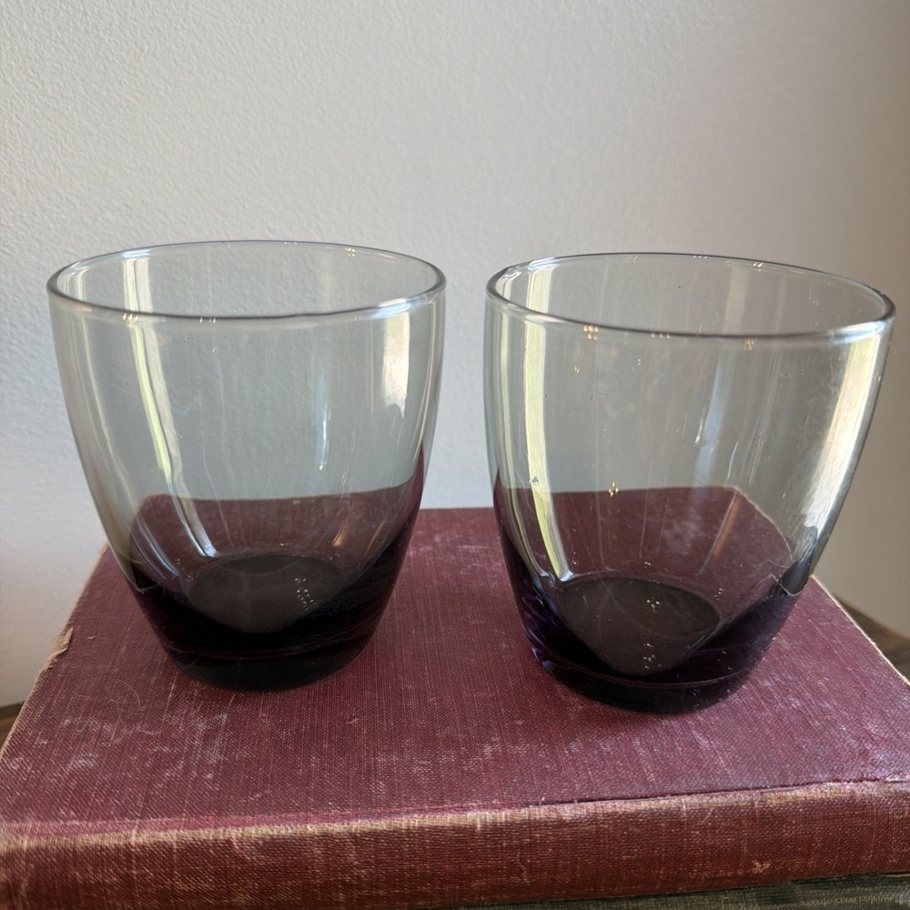 Set of 2 Libbey Classic Smoke Rocks Glass Short Glasses